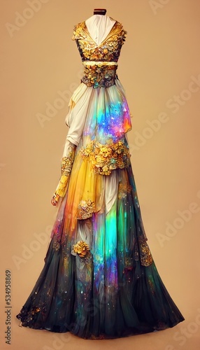 Gorgeous party dress with fancy decor, 3d render