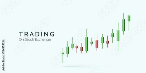 Stock exchange trading concept. 3D Candlestick diagram. Global trend in the stock and bond market. financial management and investment strategy with growth profit