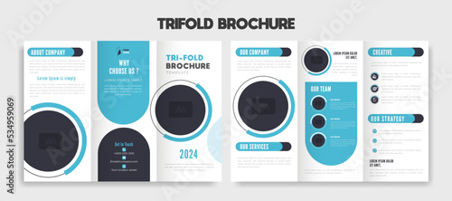 Modern editable trifold brochure template design vector illustration