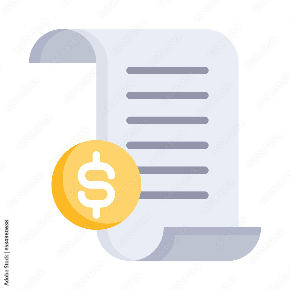 Receipt icon. Flat design. Buying financial invoice bill. Taxes, payment with money. For presentation, graphic design, mobile application. Receipt icon. Flat design. Buying financial invoice bill. Taxes, payment with money. For presentation, graphic design, mobile application.