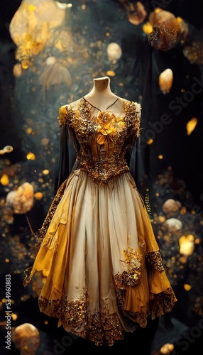 Gorgeous party dress with fancy decor, 3d render