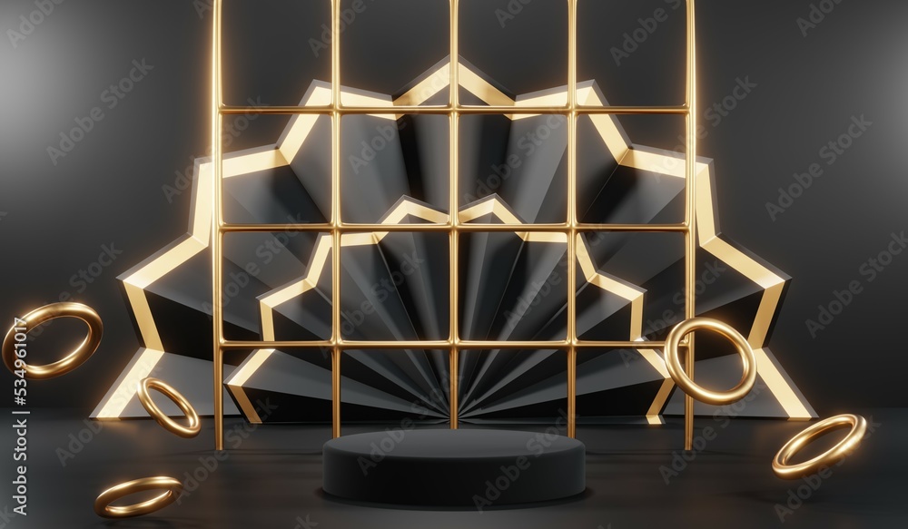 3D rendering of blank product background for cream cosmetics Modern black podium background 3D rendering of blank product background for cream cosmetics Modern black podium background