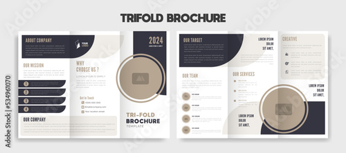 Modern editable trifold brochure template design vector illustration