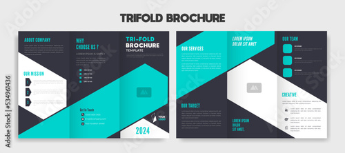 Modern editable trifold brochure template design vector illustration