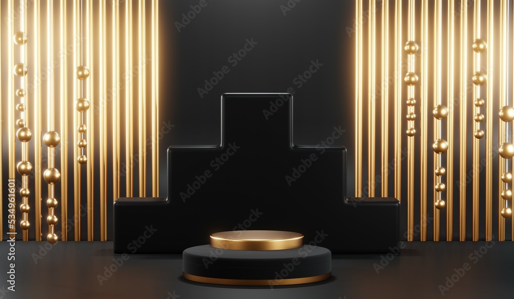 3D rendering of blank product background for cream cosmetics Modern black podium background 3D rendering of blank product background for cream cosmetics Modern black podium background