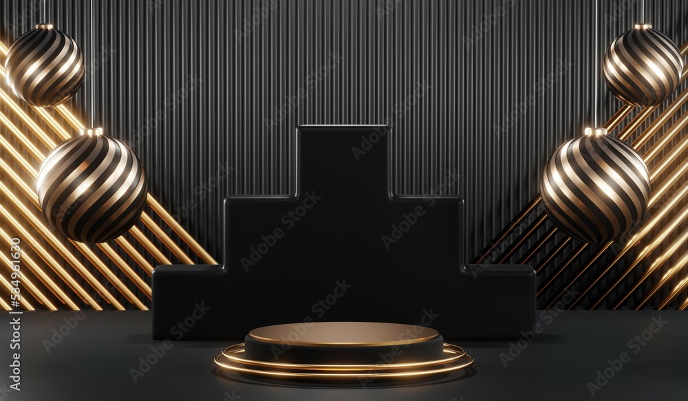 3D rendering of blank product background for cream cosmetics Modern black podium background 3D rendering of blank product background for cream cosmetics Modern black podium background