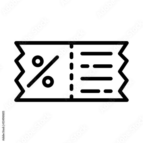 Discount coupon icon. Outline design. Super sale coupon discount. Coupon promotion sale. Discount ticket. For presentation, graphic design, mobile application.