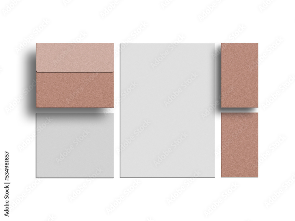 Craft paper envelope with business card mockup