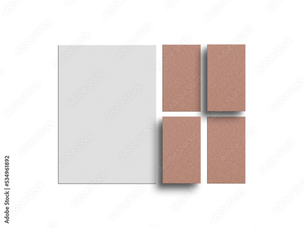 Craft paper document with business card mockup Craft paper document with business card mockup