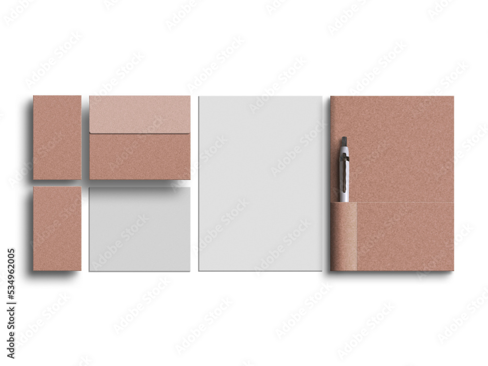 Craft paper document with envelope mockup Craft paper document with envelope mockup