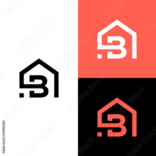 Monogram letter B with real estate logo design vector photo