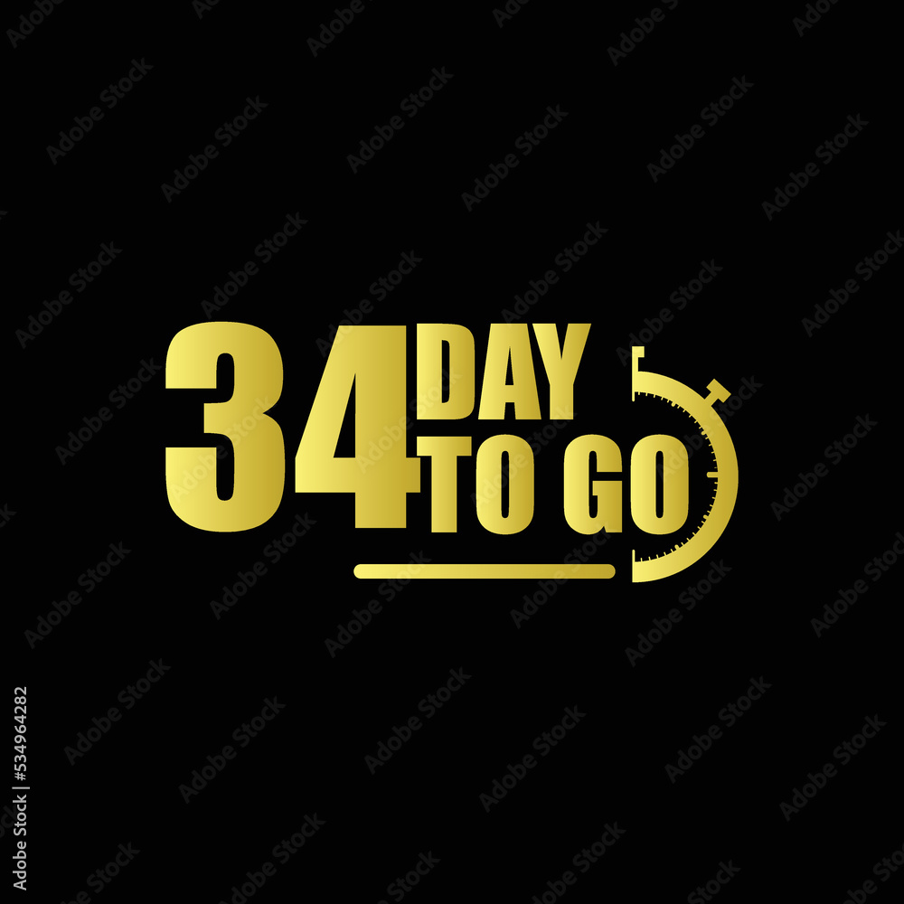 34 day to go Gradient button. Vector stock illustration
