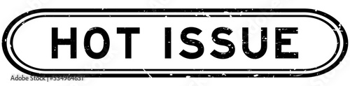 Grunge black hot issue word rubber seal stamp on white background