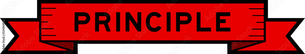 Ribbon label banner with word principle in red color on white background Ribbon label banner with word principle in red color on white background
