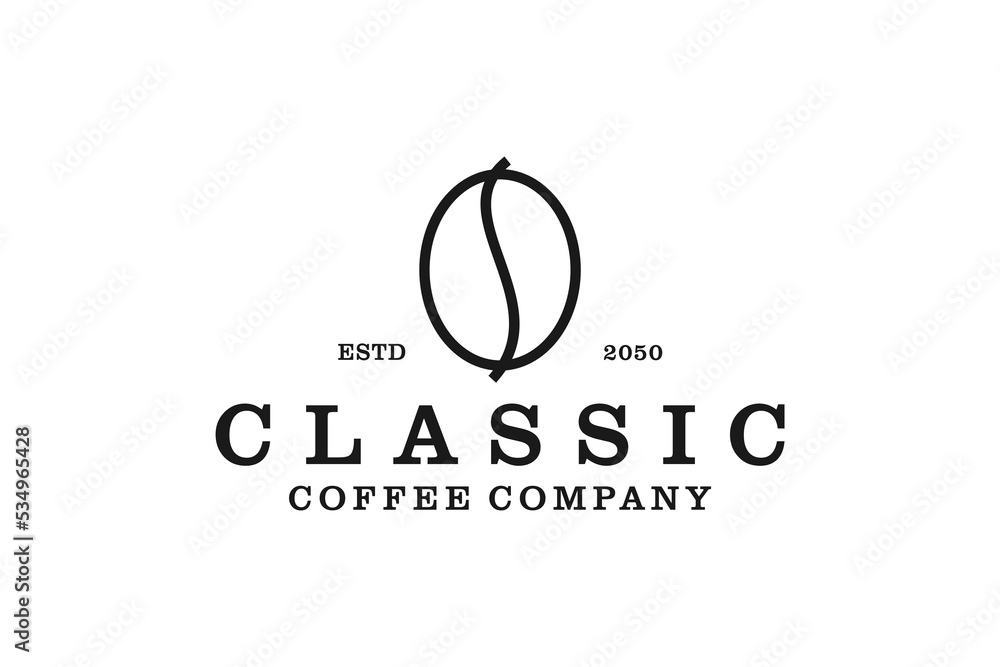 Coffee cafe logo design seed bean classic minimalist icon symbol bar restaurant