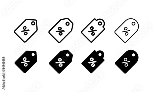 Discount icon set. Discount tag icon in flat style concept.