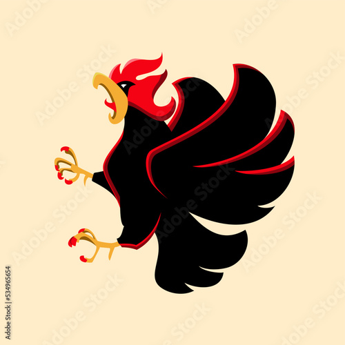 Roasted chicken cartoon mascot, flat design style