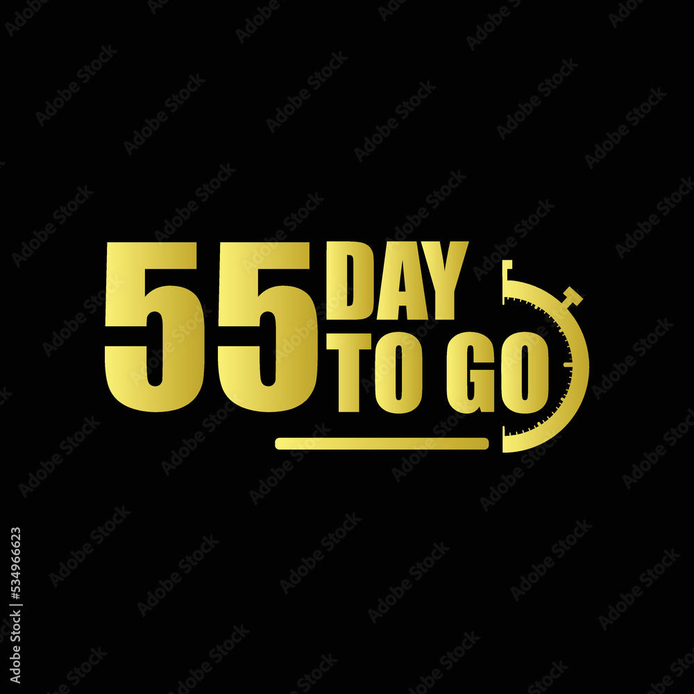 Naklejka premium 55 day to go Gradient button. Vector stock illustration