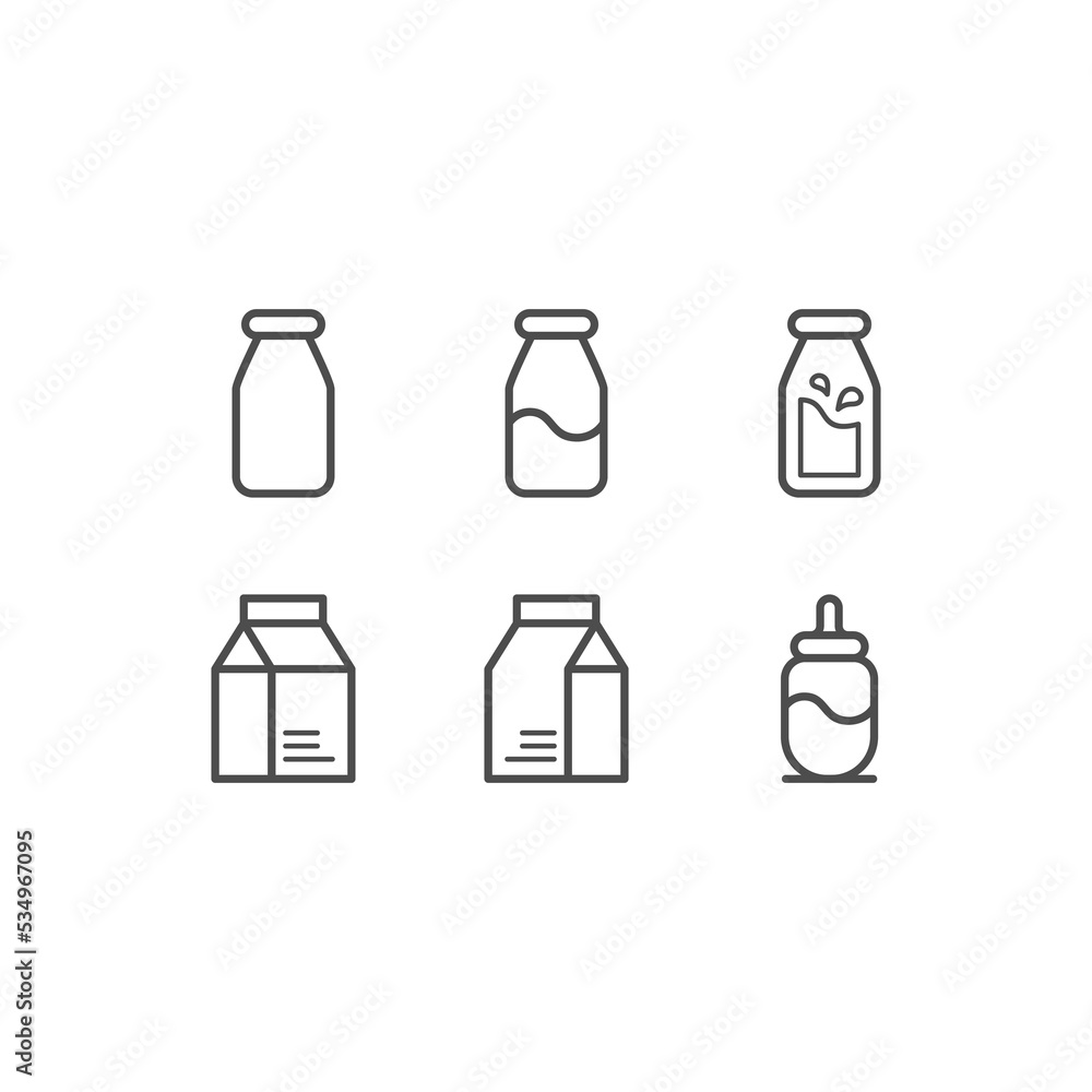 a set of milk and milk bottle icons on a white background a set of milk and milk bottle icons on a white background