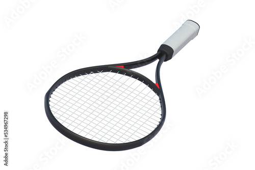 Modern tennis racquet isolated on white background. Sports equipments. 3d render