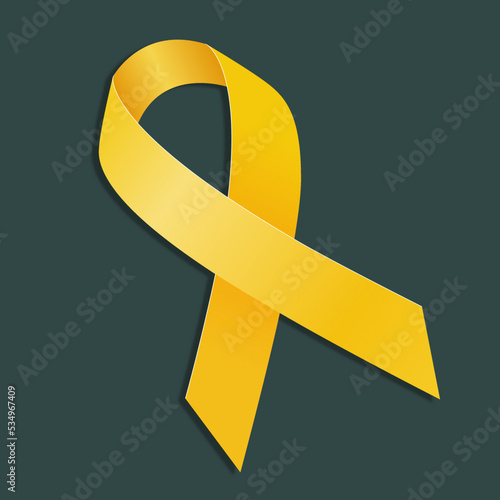 Endometriosis awareness month. Yellow ribbon. Vector flat illustration.