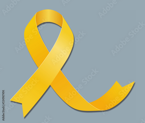 Endometriosis awareness month. Yellow ribbon. Vector flat illustration.