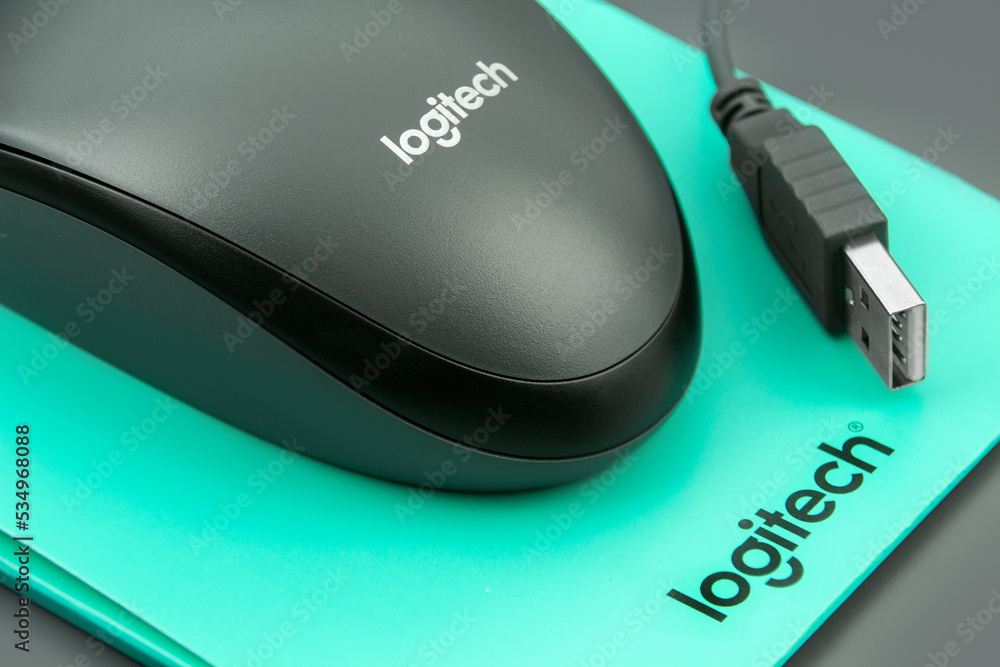 Logitech USB Maus close up Stock Photo | Adobe Stock