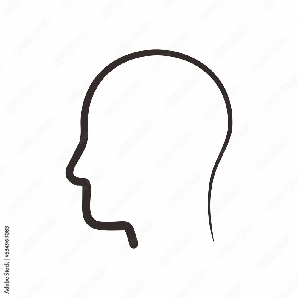 Fototapeta premium Line art vector image of human head for icon or graphic illustration. Underline brushes.