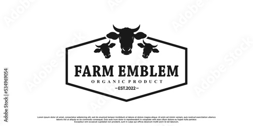 Vector illustration head cow logo design Premium Vector