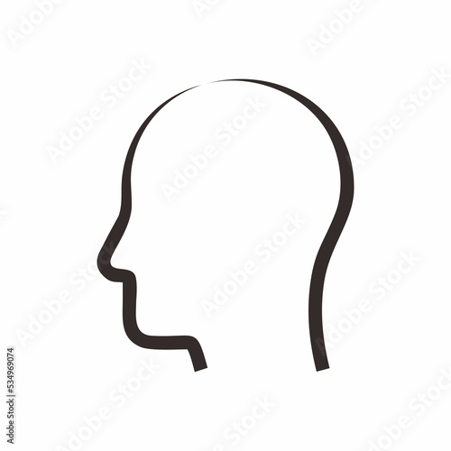 Line art vector image of human head for icon or graphic illustration. Underline brushes. Ascending size of outline.
