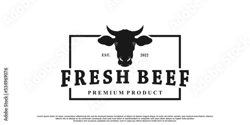 Vector illustration head cow logo design Premium Vector
