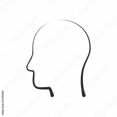 Line art vector image of human head for icon or graphic illustration. Underline brushes. Thin outline.