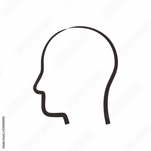 Line art vector image of human head for icon or graphic illustration. Underline brushes. Thick outline.
