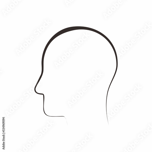 Line art vector image of human head for icon or graphic illustration. Underline brushes. Single line increasing in the middle.
