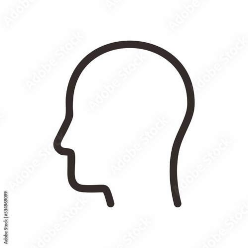 Line art vector image of human head for icon or graphic illustration with thick outline.