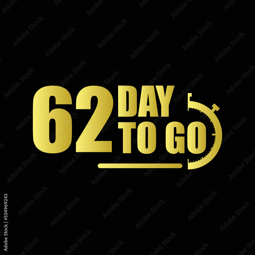 62 day to go Gradient button. Vector stock illustration