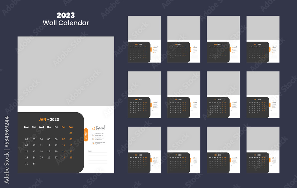 Wall Calendar 2023 Template Design