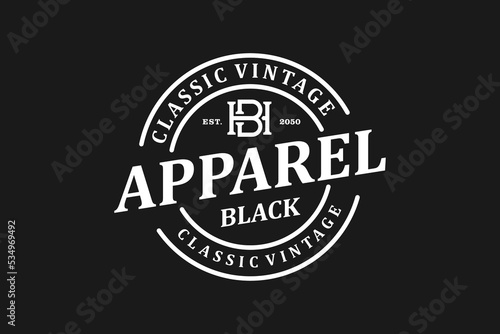 Classic apparel logo design rounded shape badge fashion label frame
