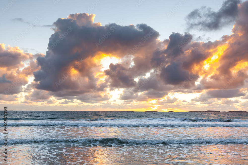 Colourful Norwegian beach at sunset