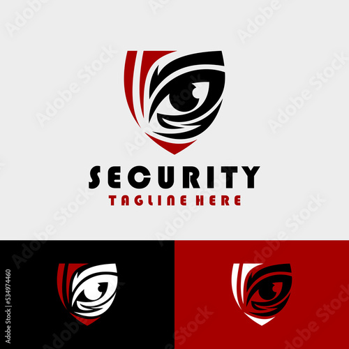Shield Security with Eye logo design concept.