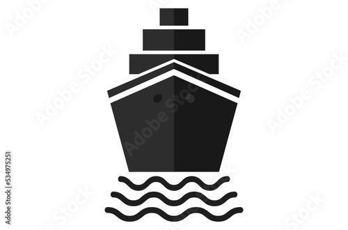 icon of the front of the black ship and the waves at the bottom