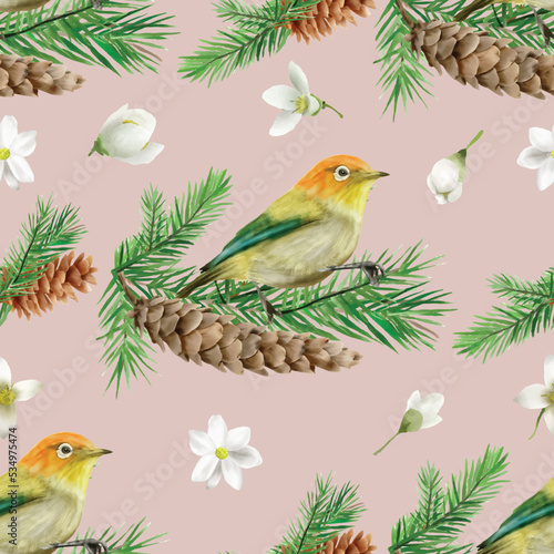 seamless pattern with illustration of animal and christmas element © agnetart