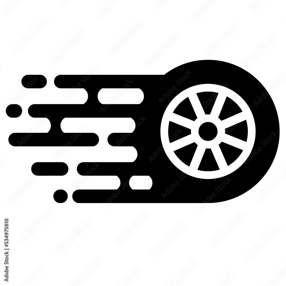 Car, vehicle or automobile tire alloy wheel with rim flat vector icon