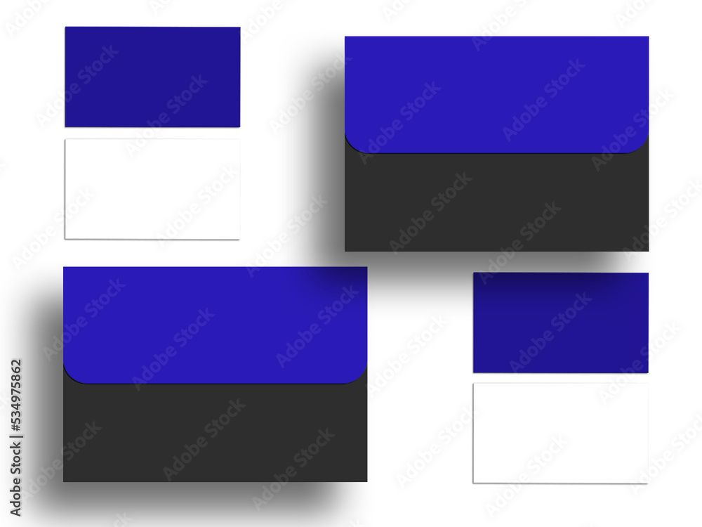 Dark blue document with envelope stationery mockup