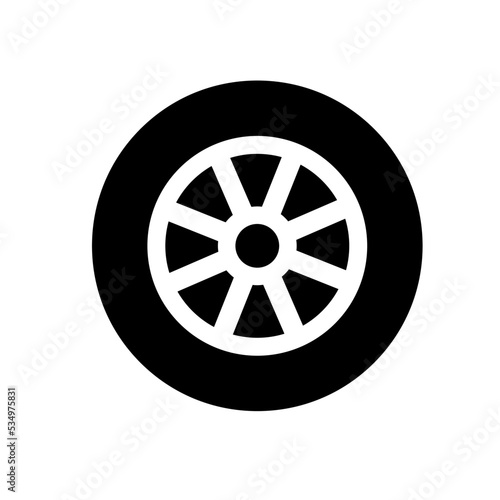 Car, vehicle or automobile tire alloy wheel with rim flat vector icon for apps and websites