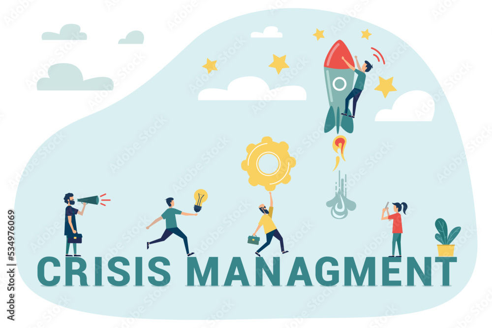Fototapeta premium Crisis management. Crisis management is the process by which an organisation deals with a disruptive and unexpected event that threatens to harm the organisation or its stakeholders