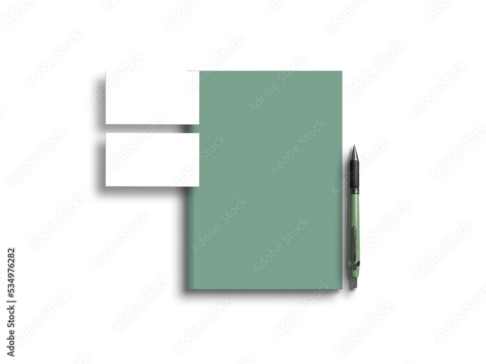 A4 document with business card mockup A4 document with business card mockup