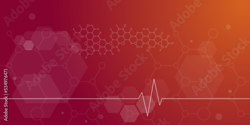 Abstract medical background in flat style with icons. Template design with concept and idea for healthcare technology, innovation medicine, health, science and research. Vector illustration