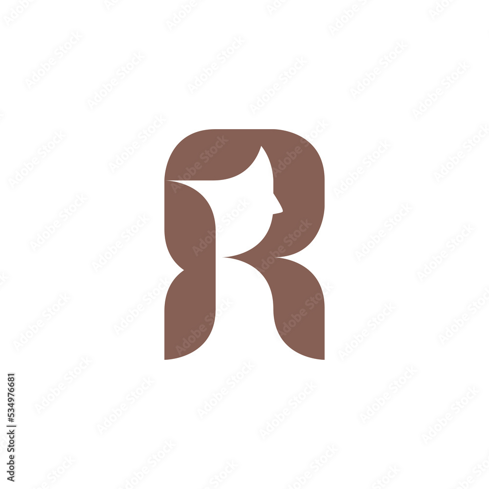 Silhouette letter R beauty face woman logo identity. Simple beautyful ...