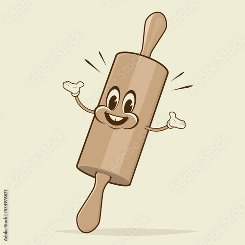 funny cartoon illustration of a rolling pin